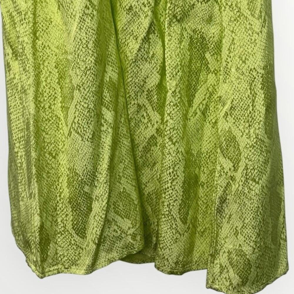 AFRM Radish Dress in Lime Green Snake Jacquard Midi Halter Front Cutout Slip NWT - Picture 13 of 16
